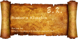 Bumbera Klaudia névjegykártya